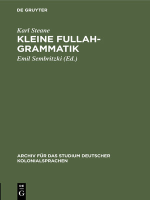 cover image of Kleine Fullah-Grammatik